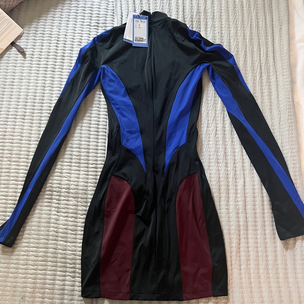 HM x Mugler Dress Tri Color Mini Long-sleeve Dress